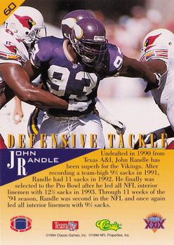 1995 Classic NFL Experience #60 John Randle Back