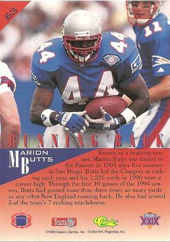 1995 Classic NFL Experience #63 Marion Butts Back