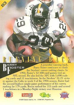 1995 Classic NFL Experience #83 Barry Foster Back