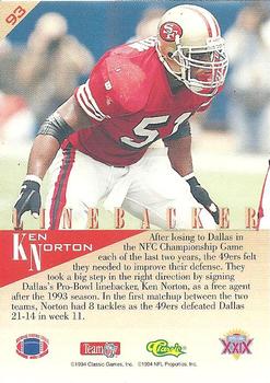 1995 Classic NFL Experience #93 Ken Norton Back