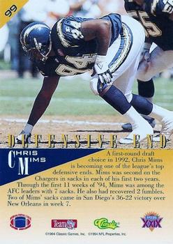 1995 Classic NFL Experience #99 Chris Mims Back