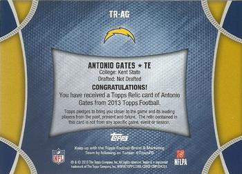 2013 Topps - Relics #TR-AG Antonio Gates Back