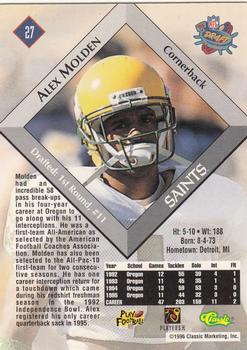 1996 Classic NFL Rookies #27 Alex Molden Back