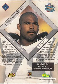 1996 Classic NFL Rookies #2 Jonathan Ogden Back