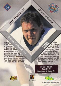 1996 Classic NFL Rookies #34 Jeff Hartings Back