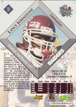 1996 Classic NFL Rookies #37 Lance Johnstone Back
