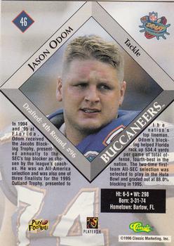 1996 Classic NFL Rookies #46 Jason Odom Back