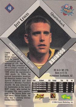 1996 Classic NFL Rookies #48 Jeff Lewis Back
