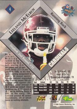 1996 Classic NFL Rookies #4 Leeland McElroy Back