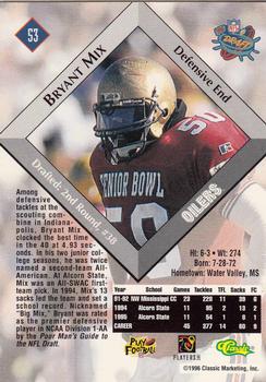 1996 Classic NFL Rookies #53 Bryant Mix Back