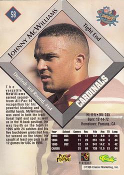 1996 Classic NFL Rookies #58 Johnny McWilliams Back