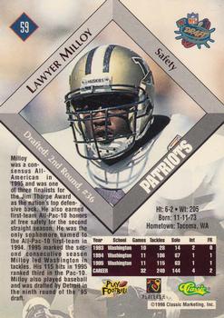 1996 Classic NFL Rookies #59 Lawyer Milloy Back