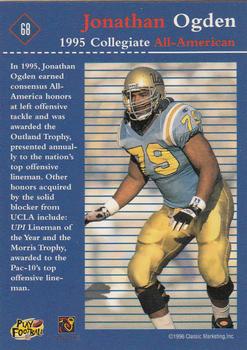 1996 Classic NFL Rookies #68 Jonathan Ogden Back