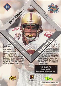 1996 Classic NFL Rookies #80 Pete Kendall Back