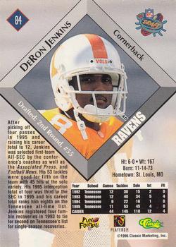 1996 Classic NFL Rookies #84 DeRon Jenkins Back