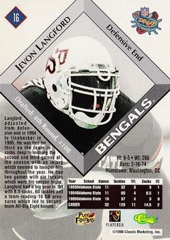 1996 Classic NFL Rookies #16 Jevon Langford Back