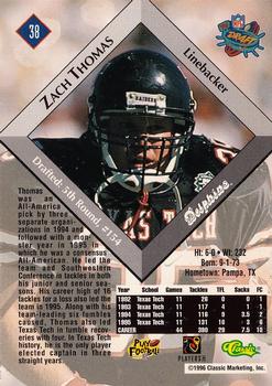 1996 Classic NFL Rookies #38 Zach Thomas Back