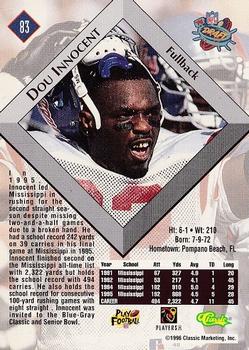 1996 Classic NFL Rookies #83 Dou Innocent Back