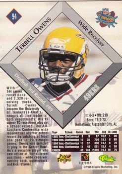 1996 Classic NFL Rookies #94 Terrell Owens Back