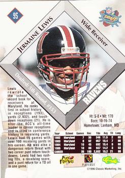 1996 Classic NFL Rookies #95 Jermaine Lewis Back