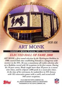 2008 Topps - Hall of Fame #HOF-AM Art Monk Back