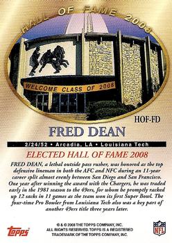 2008 Topps - Hall of Fame #HOF-FD Fred Dean Back