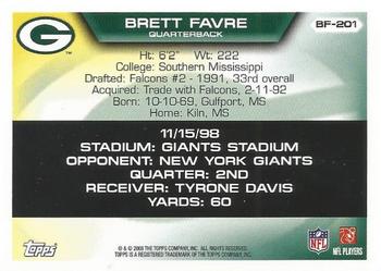 2008 Topps - Brett Favre Collection #BF-201 Brett Favre Back