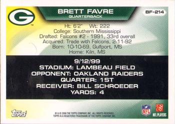2008 Topps - Brett Favre Collection #BF-214 Brett Favre Back