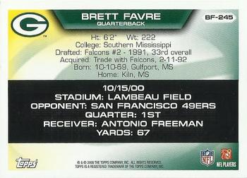 2008 Topps - Brett Favre Collection #BF-245 Brett Favre Back