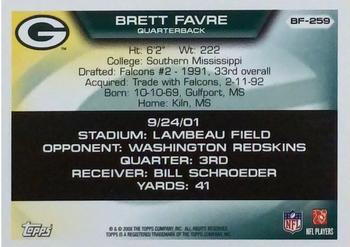 2008 Topps - Brett Favre Collection #BF-259 Brett Favre Back