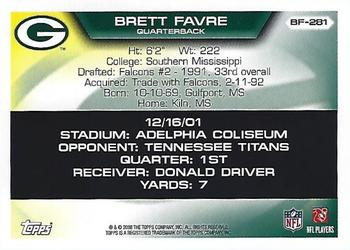 2008 Topps - Brett Favre Collection #BF-281 Brett Favre Back