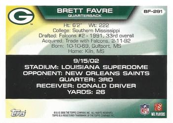 2008 Topps - Brett Favre Collection #BF-291 Brett Favre Back