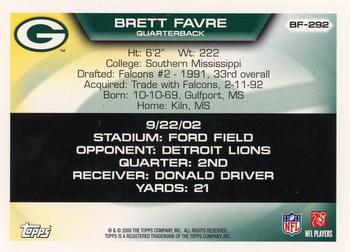2008 Topps - Brett Favre Collection #BF-292 Brett Favre Back