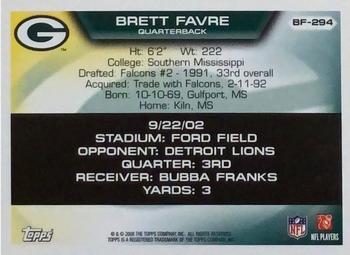 2008 Topps - Brett Favre Collection #BF-294 Brett Favre Back