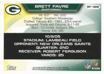 2008 Topps - Brett Favre Collection #BF-386 Brett Favre Back