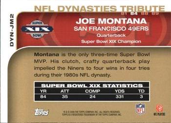 2008 Topps - NFL Dynasties Tribute #DYN-JM2 Joe Montana Back
