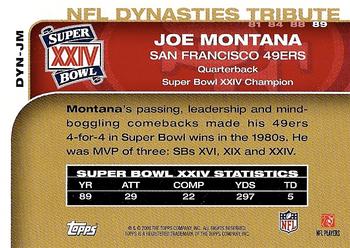 2008 Topps - NFL Dynasties Tribute #DYN-JM Joe Montana Back