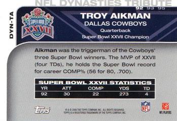 2008 Topps - NFL Dynasties Tribute #DYN-TA Troy Aikman Back