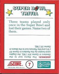 1990 Score - Magic Motion: Super Bowl Trivia #7 Super Bowl Trivia Back