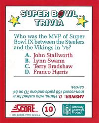 1990 Score - Magic Motion: Super Bowl Trivia #10 Super Bowl Trivia Back