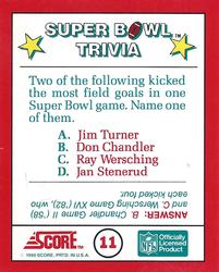 1990 Score - Magic Motion: Super Bowl Trivia #11 Super Bowl Trivia Back