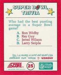 1990 Score - Magic Motion: Super Bowl Trivia #25 Super Bowl Trivia Back