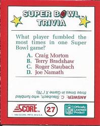 1990 Score - Magic Motion: Super Bowl Trivia #27 Super Bowl Trivia Back