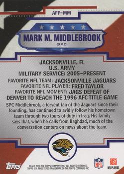 2008 Topps - Armed Forces Fans of the Game #AFF-MM SPC Mark M. Middlebrook Back
