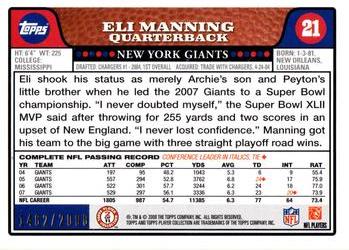 2008 Topps - Gold #21 Eli Manning Back