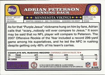 2008 Topps - Gold #65 Adrian Peterson Back
