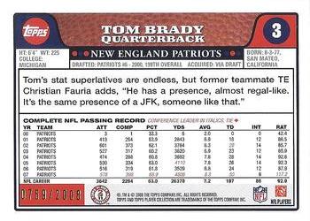 2008 Topps - Gold #3 Tom Brady Back