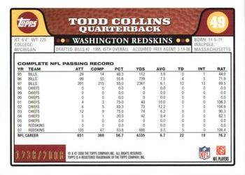 2008 Topps - Gold #49 Todd Collins Back