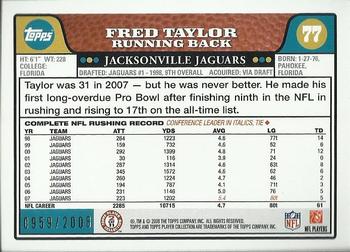2008 Topps - Gold #77 Fred Taylor Back