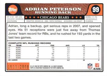 2008 Topps - Gold #99 Adrian Peterson Back